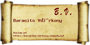 Barasits Várkony névjegykártya
